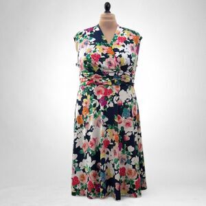 JESSICA HOWARD Sleeveless V-Neck Floral Print Fit and Flare Dress, NWT! Size 16W